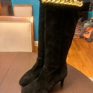 Elegant Italian Black and Brown Knee-High Women's Boots